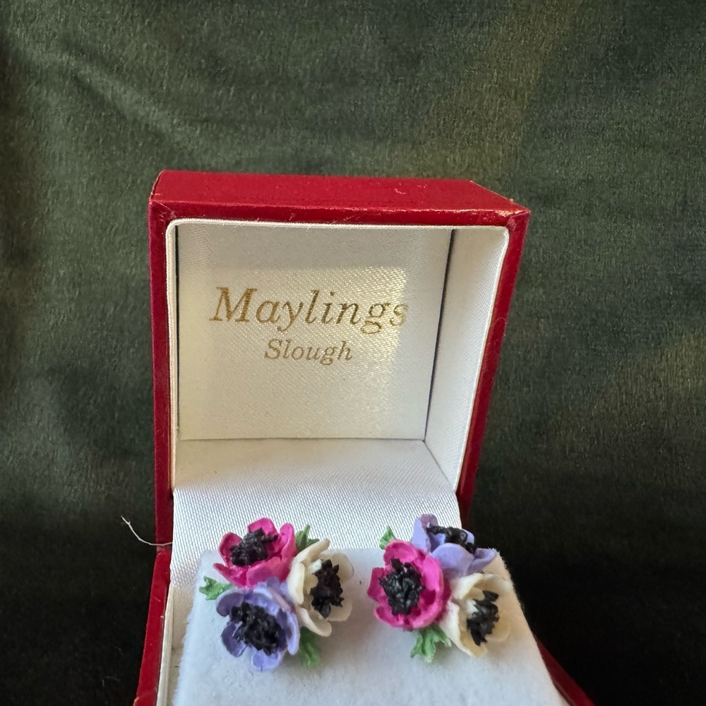 Floral Earrings - Purple and Pink